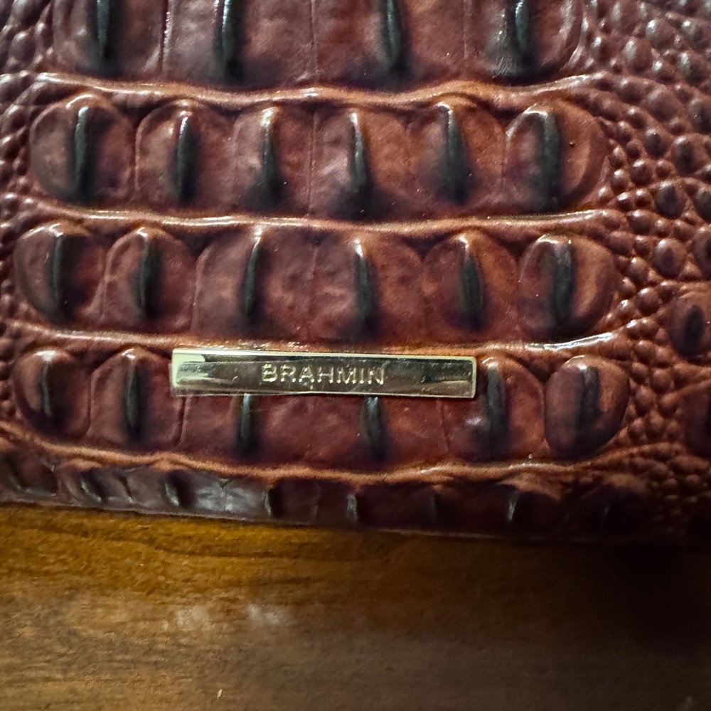 Brahmin Croc-Embossed Shoulder Bag in Pecan - Picture 2 of 10
